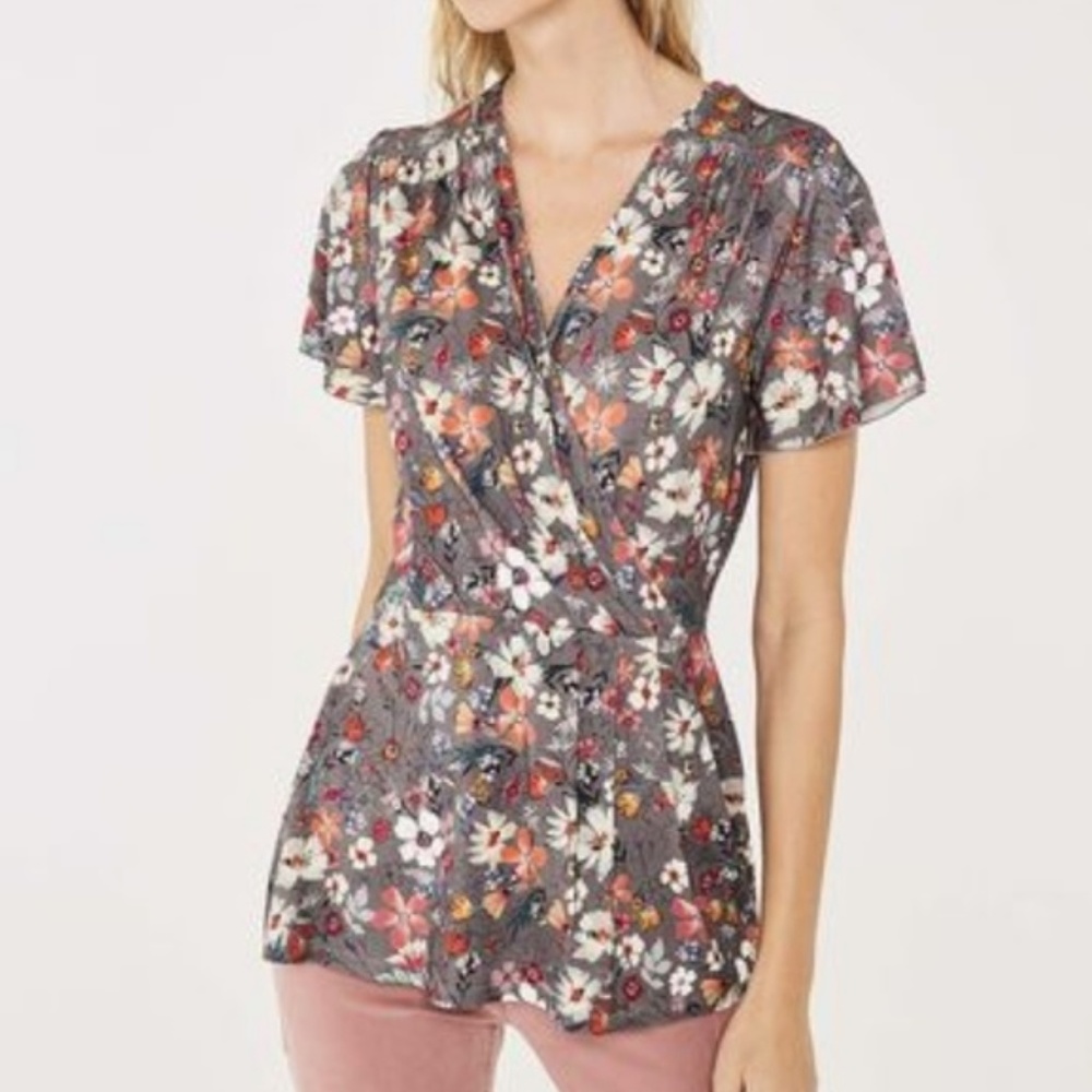 Long Tall Sally Empire Waisted Floral Wrap Top
